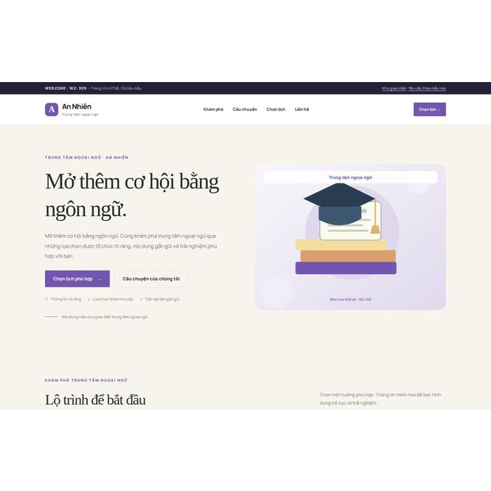 Ảnh chụp Giao diện HTML trung tâm ngoại ngữ — Thanh lịch | WZ-309