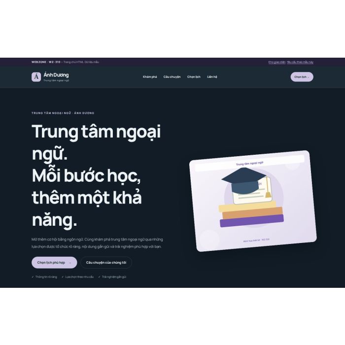 Ảnh chụp Giao diện HTML trung tâm ngoại ngữ — Nổi bật | WZ-310