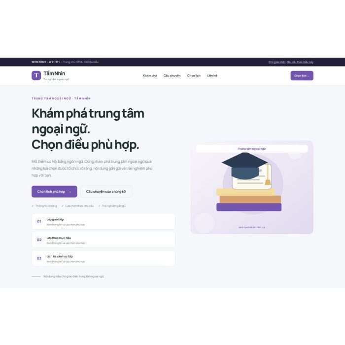 Ảnh chụp Giao diện HTML trung tâm ngoại ngữ — Trưng bày | WZ-311