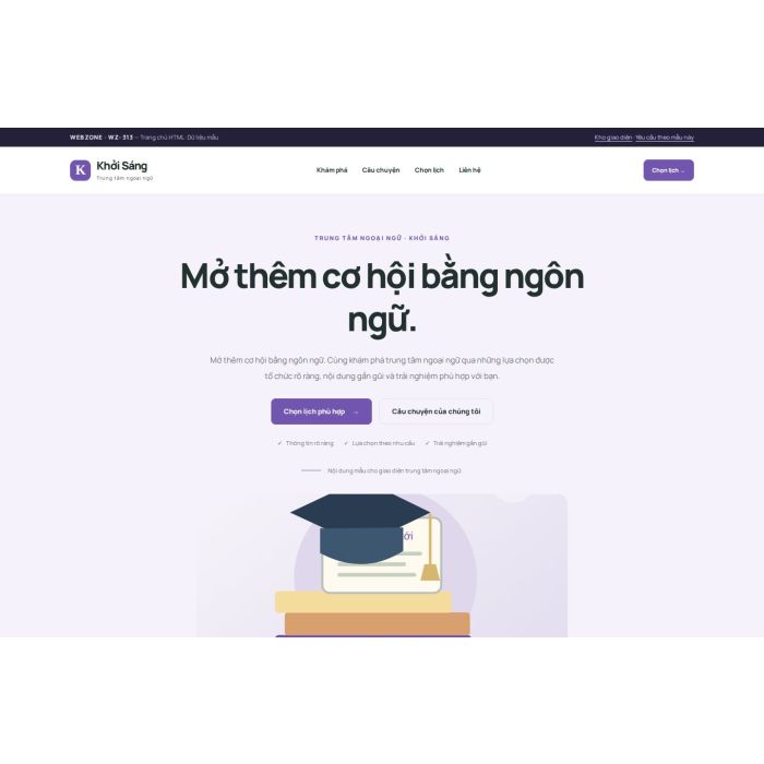 Ảnh chụp Giao diện HTML trung tâm ngoại ngữ — Tập trung chuyển đổi | WZ-313