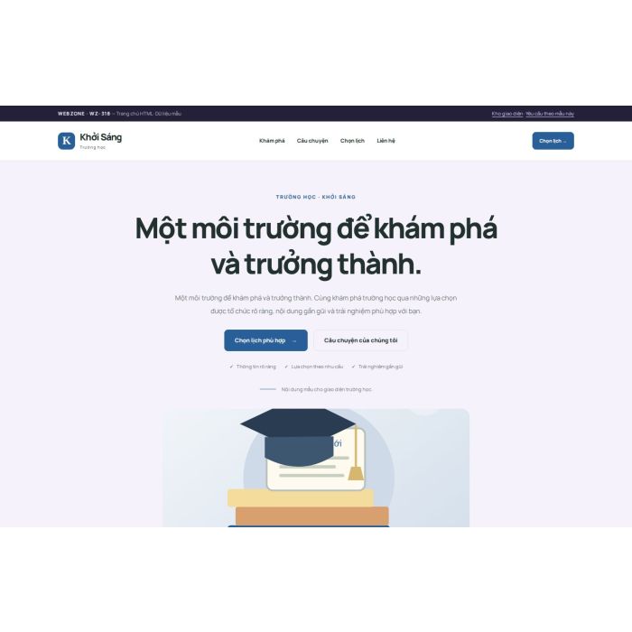 Ảnh chụp Giao diện HTML trường học — Tập trung chuyển đổi | WZ-318