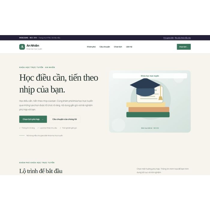 Ảnh chụp Giao diện HTML khóa học trực tuyến — Thanh lịch | WZ-319