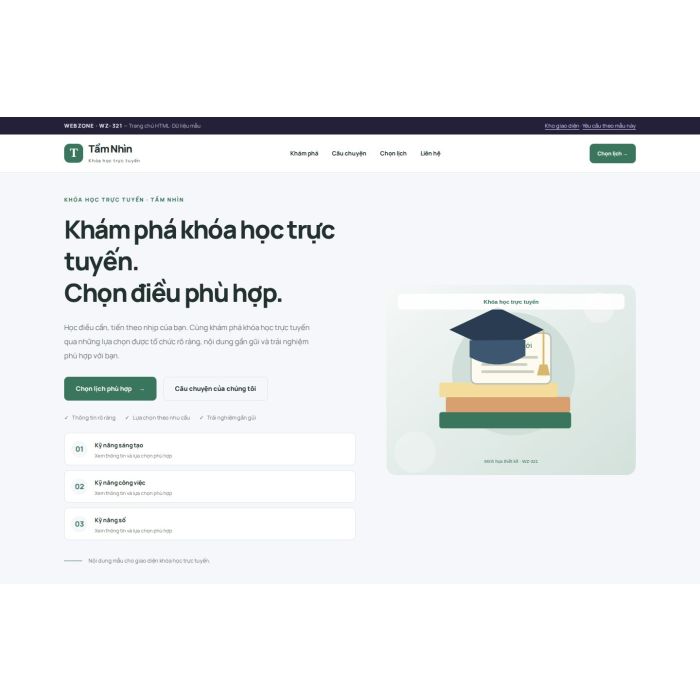 Ảnh chụp Giao diện HTML khóa học trực tuyến — Trưng bày | WZ-321