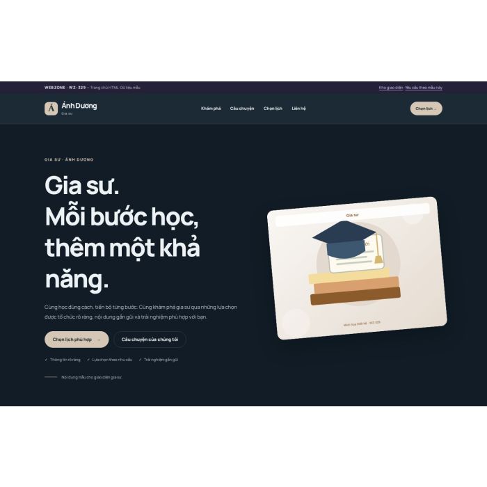 Ảnh chụp Giao diện HTML gia sư — Nổi bật | WZ-329