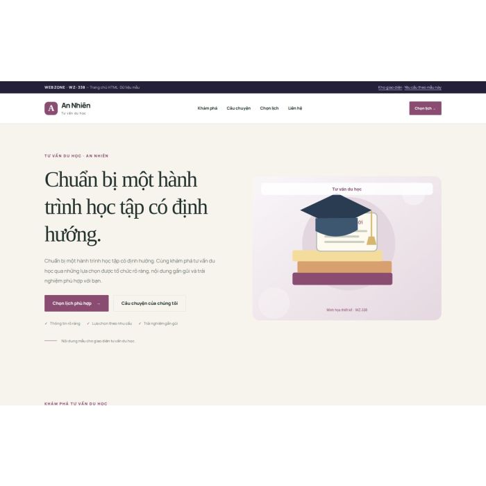 Ảnh chụp Giao diện HTML tư vấn du học — Thanh lịch | WZ-338