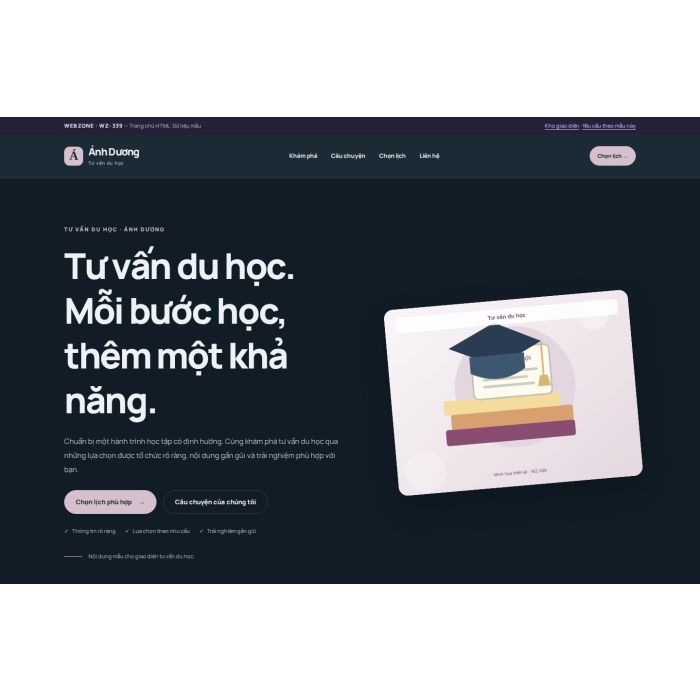 Ảnh chụp Giao diện HTML tư vấn du học — Nổi bật | WZ-339
