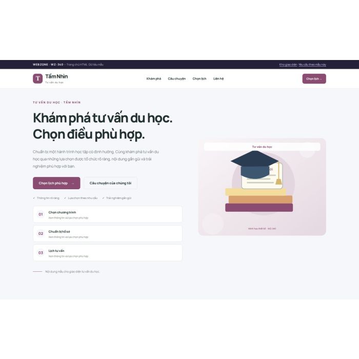 Ảnh chụp Giao diện HTML tư vấn du học — Trưng bày | WZ-340