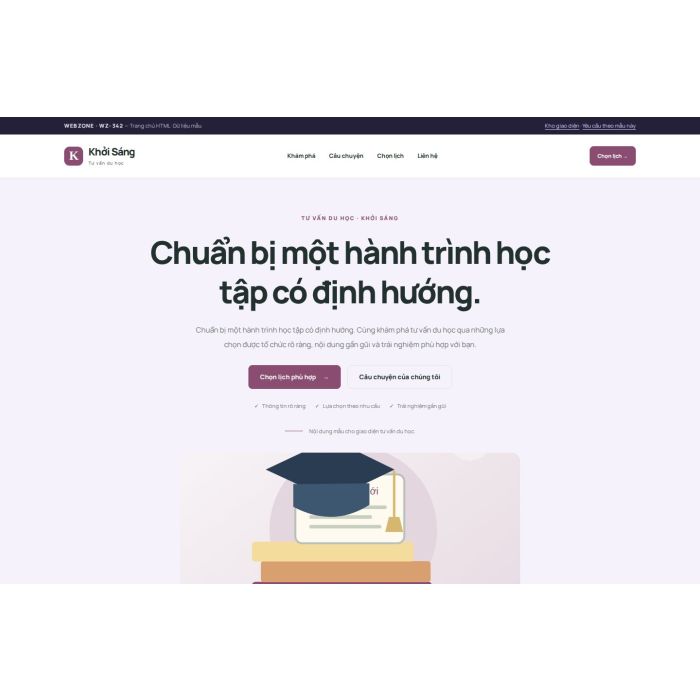 Ảnh chụp Giao diện HTML tư vấn du học — Tập trung chuyển đổi | WZ-342