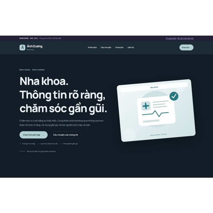 Ảnh chụp Giao diện HTML nha khoa — Nổi bật | WZ-343