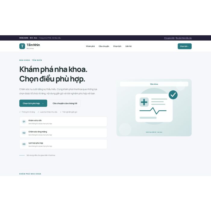 Ảnh chụp Giao diện HTML nha khoa — Trưng bày | WZ-344