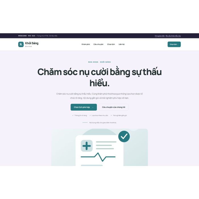Ảnh chụp Giao diện HTML nha khoa — Tập trung chuyển đổi | WZ-346