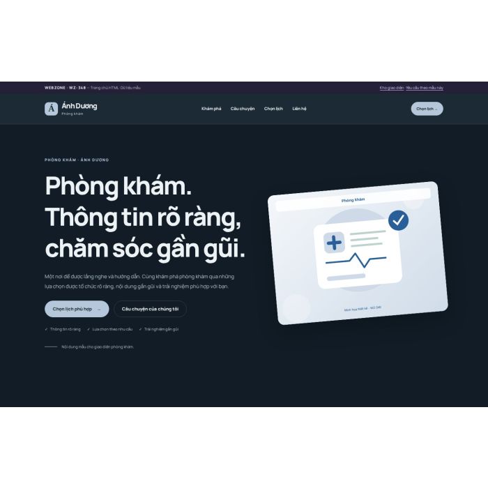 Ảnh chụp Giao diện HTML phòng khám — Nổi bật | WZ-348