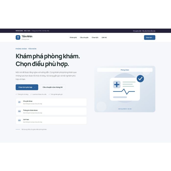 Ảnh chụp Giao diện HTML phòng khám — Trưng bày | WZ-349