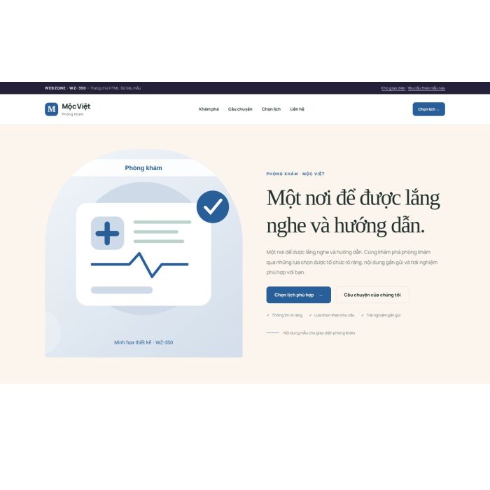 Ảnh chụp Giao diện HTML phòng khám — Kể chuyện | WZ-350