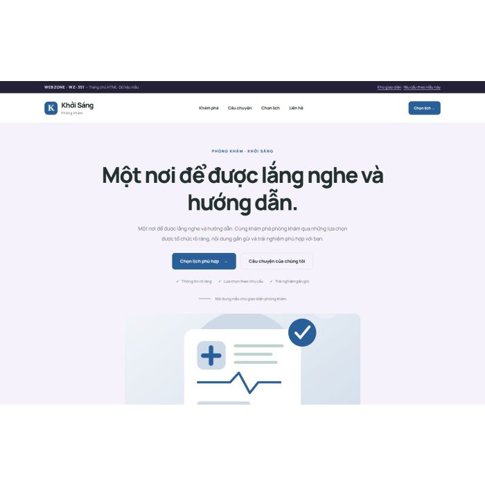 Ảnh chụp Giao diện HTML phòng khám — Tập trung chuyển đổi | WZ-351