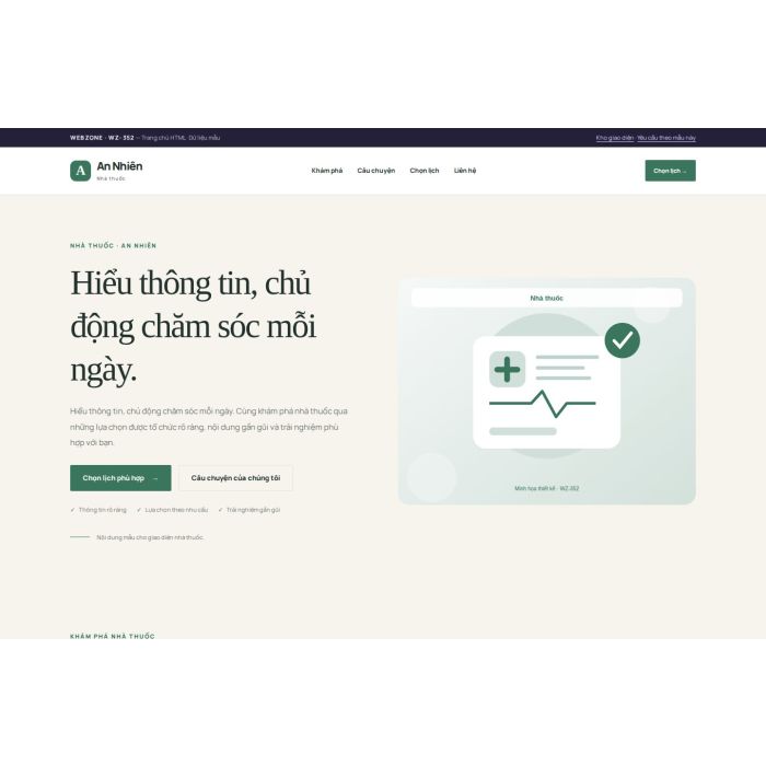 Ảnh chụp Giao diện HTML nhà thuốc — Thanh lịch | WZ-352