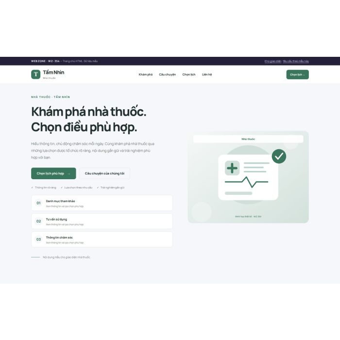 Ảnh chụp Giao diện HTML nhà thuốc — Trưng bày | WZ-354