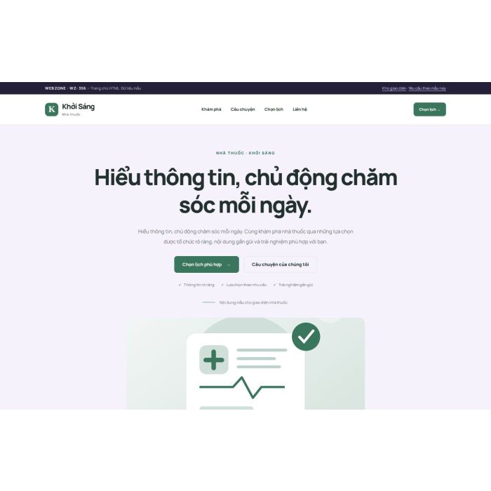 Ảnh chụp Giao diện HTML nhà thuốc — Tập trung chuyển đổi | WZ-356
