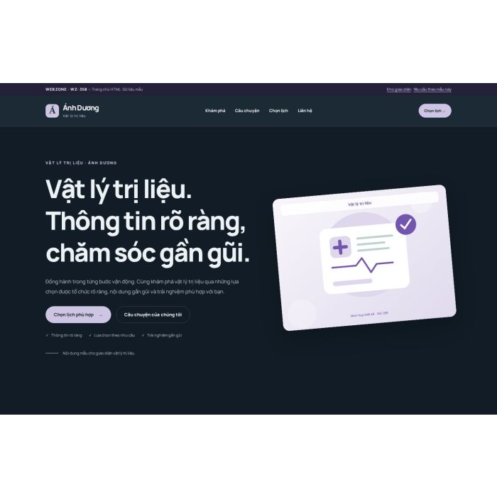 Ảnh chụp Giao diện HTML vật lý trị liệu — Nổi bật | WZ-358