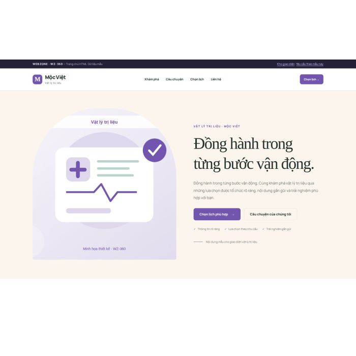 Ảnh chụp Giao diện HTML vật lý trị liệu — Kể chuyện | WZ-360