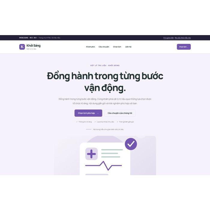 Ảnh chụp Giao diện HTML vật lý trị liệu — Tập trung chuyển đổi | WZ-361