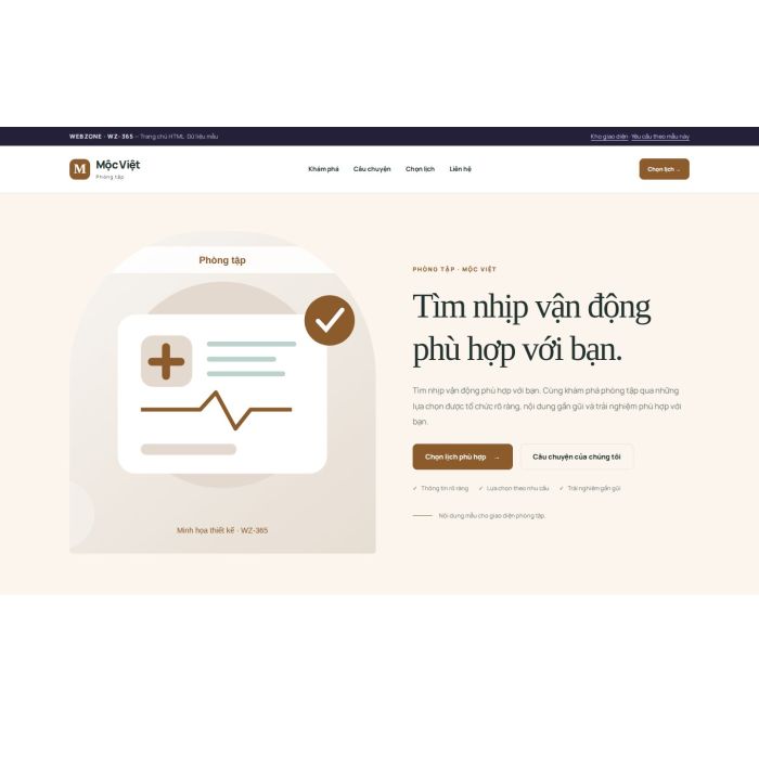 Ảnh chụp Giao diện HTML phòng tập — Kể chuyện | WZ-365