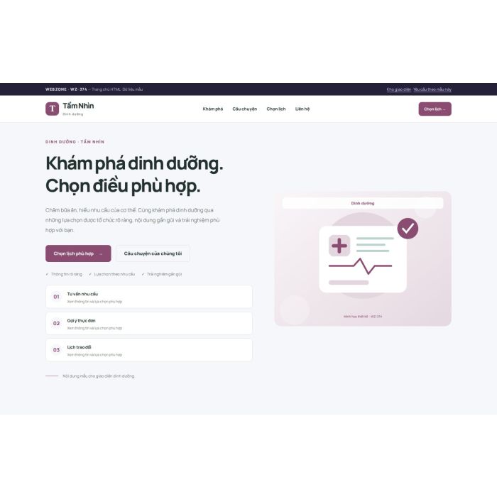 Ảnh chụp Giao diện HTML dinh dưỡng — Trưng bày | WZ-374