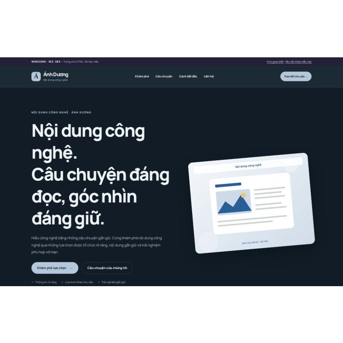 Ảnh chụp Giao diện HTML nội dung công nghệ — Nổi bật | WZ-383