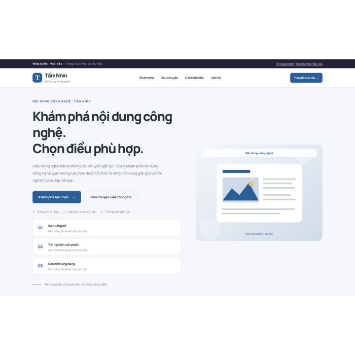 Ảnh chụp Giao diện HTML nội dung công nghệ — Trưng bày | WZ-384