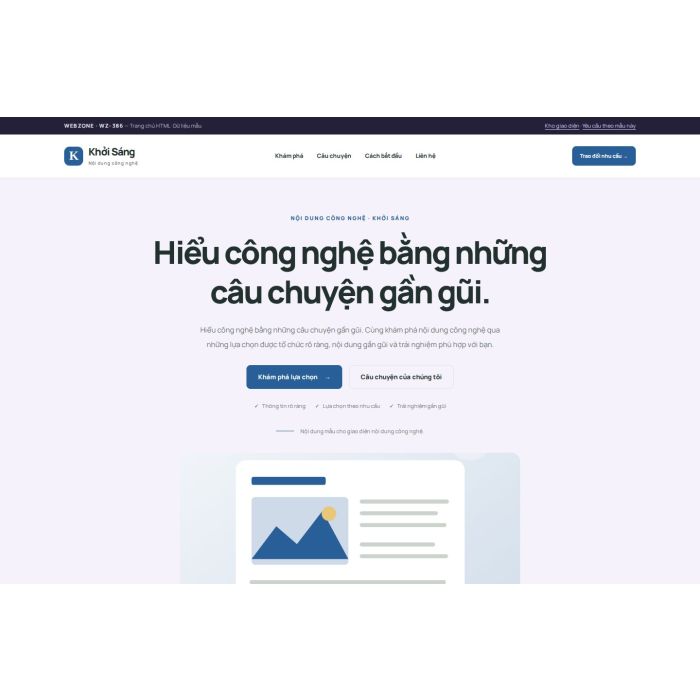 Ảnh chụp Giao diện HTML nội dung công nghệ — Tập trung chuyển đổi | WZ-386