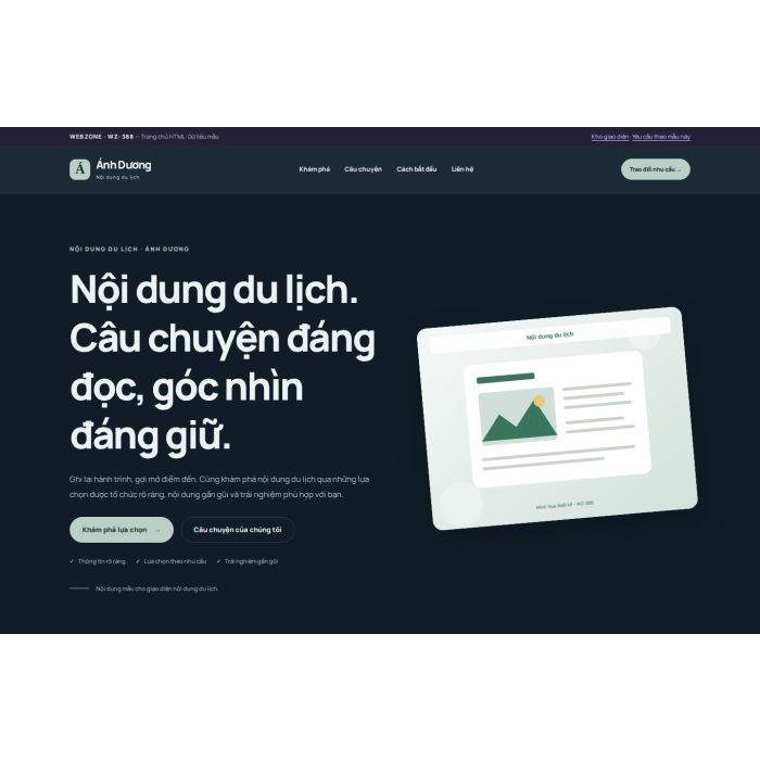 Ảnh chụp Giao diện HTML nội dung du lịch — Nổi bật | WZ-388