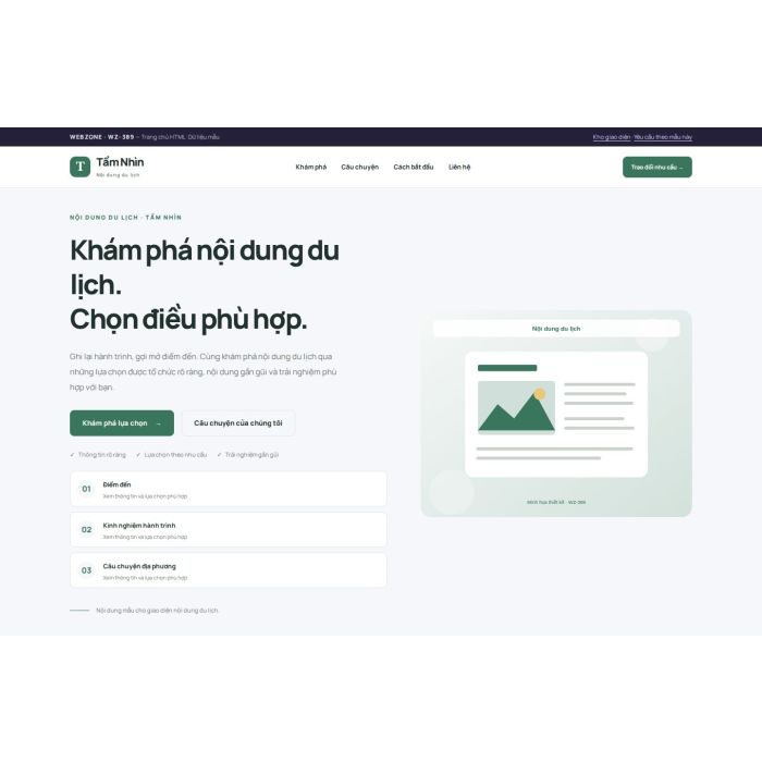 Ảnh chụp Giao diện HTML nội dung du lịch — Trưng bày | WZ-389