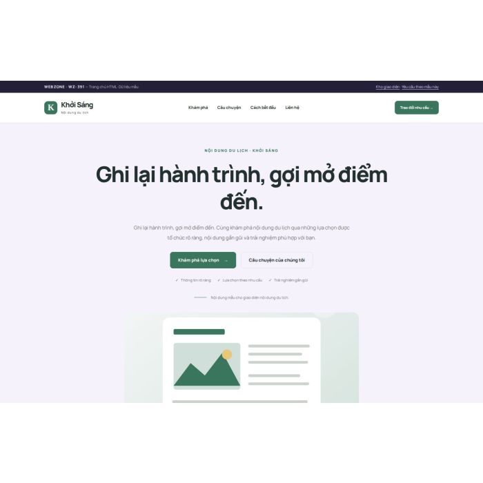 Ảnh chụp Giao diện HTML nội dung du lịch — Tập trung chuyển đổi | WZ-391