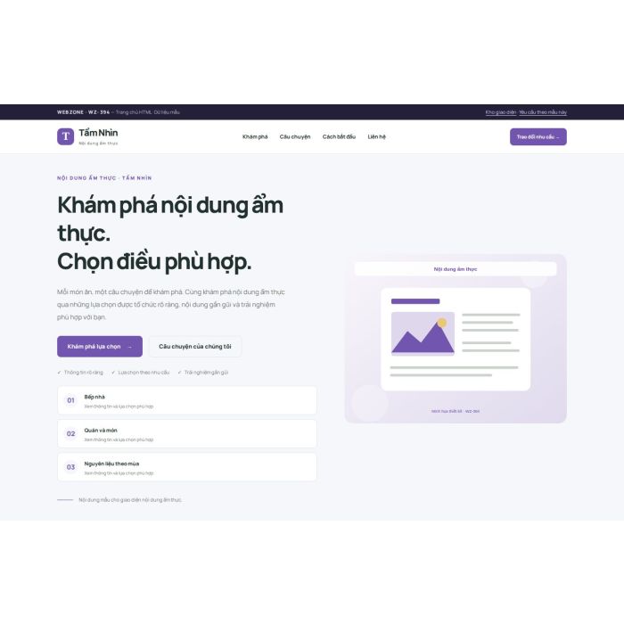 Ảnh chụp Giao diện HTML nội dung ẩm thực — Trưng bày | WZ-394