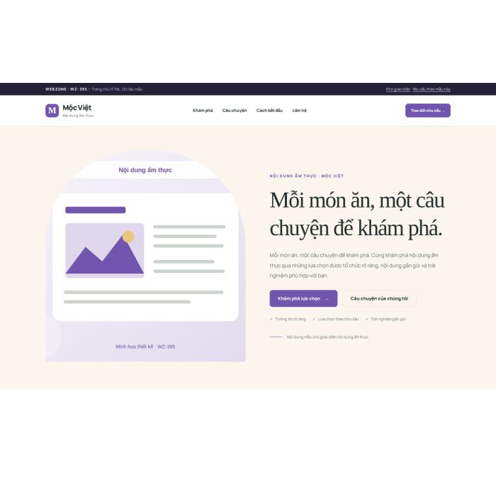 Ảnh chụp Giao diện HTML nội dung ẩm thực — Kể chuyện | WZ-395