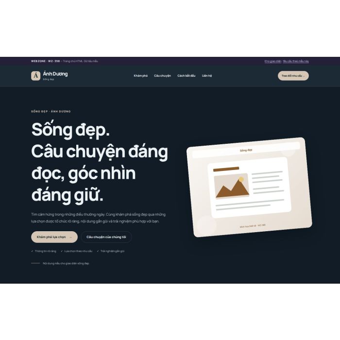 Ảnh chụp Giao diện HTML sống đẹp — Nổi bật | WZ-398