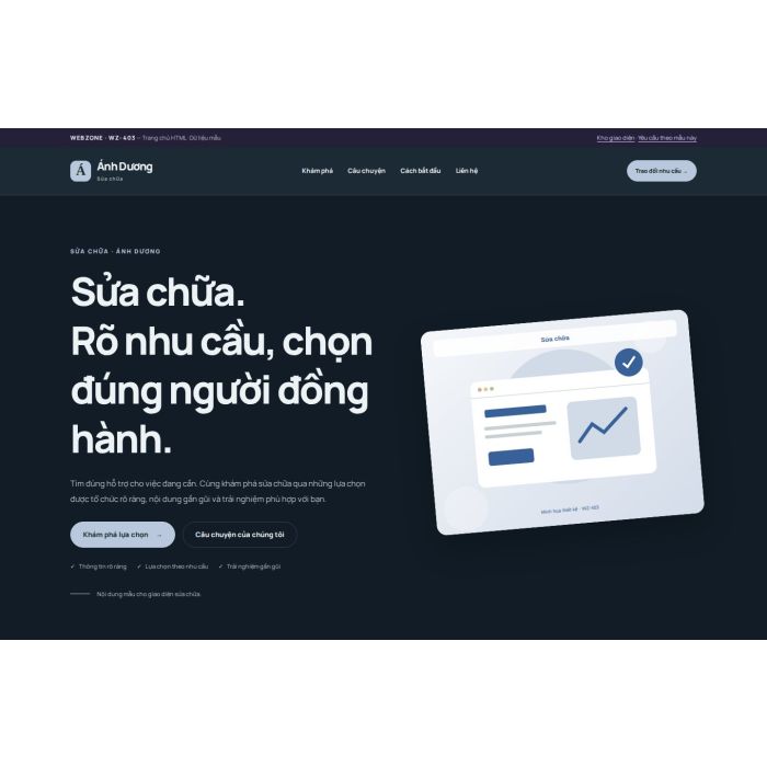 Ảnh chụp Giao diện HTML sửa chữa — Nổi bật | WZ-403