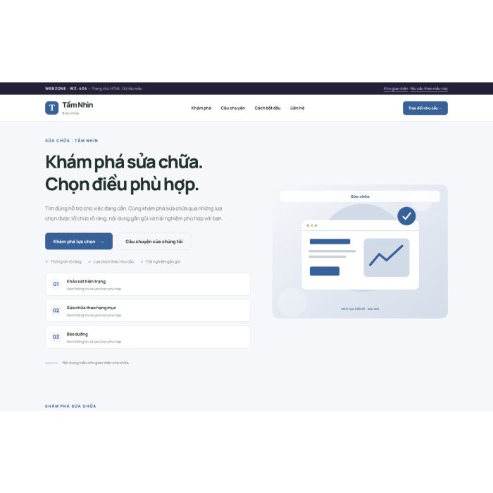 Ảnh chụp Giao diện HTML sửa chữa — Trưng bày | WZ-404