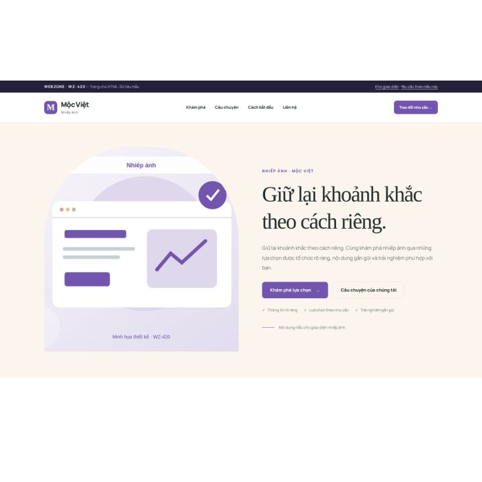 Ảnh chụp Giao diện HTML nhiếp ảnh — Kể chuyện | WZ-420