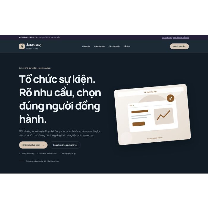 Ảnh chụp Giao diện HTML tổ chức sự kiện — Nổi bật | WZ-423