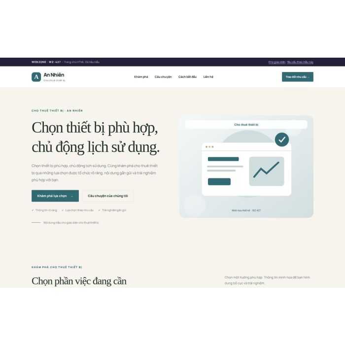 Ảnh chụp Giao diện HTML cho thuê thiết bị — Thanh lịch | WZ-427