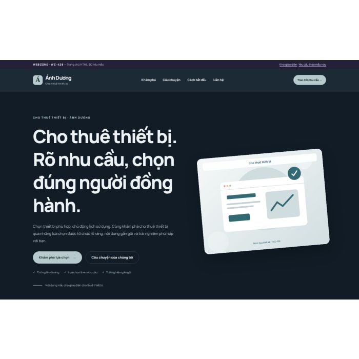 Ảnh chụp Giao diện HTML cho thuê thiết bị — Nổi bật | WZ-428