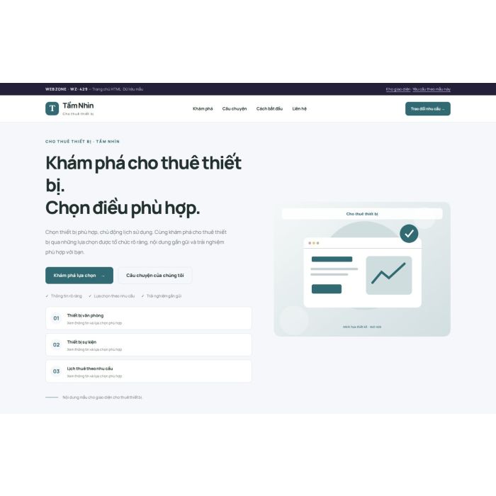 Ảnh chụp Giao diện HTML cho thuê thiết bị — Trưng bày | WZ-429