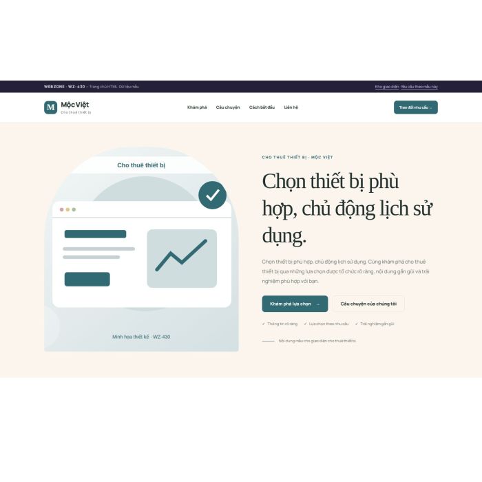 Ảnh chụp Giao diện HTML cho thuê thiết bị — Kể chuyện | WZ-430