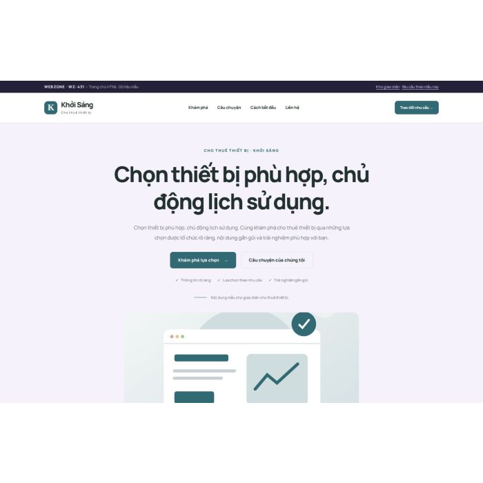 Ảnh chụp Giao diện HTML cho thuê thiết bị — Tập trung chuyển đổi | WZ-431