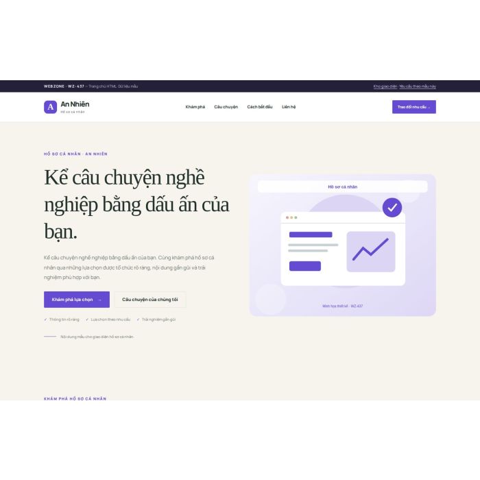 Ảnh chụp Giao diện HTML hồ sơ cá nhân — Thanh lịch | WZ-437
