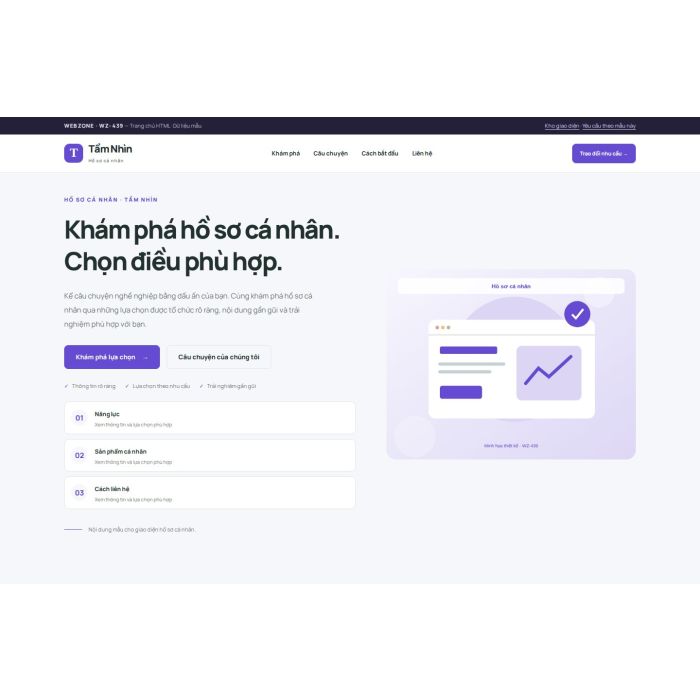 Ảnh chụp Giao diện HTML hồ sơ cá nhân — Trưng bày | WZ-439