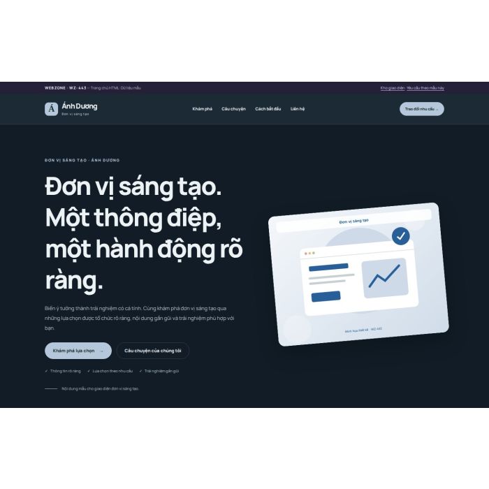 Ảnh chụp Giao diện HTML đơn vị sáng tạo — Nổi bật | WZ-443