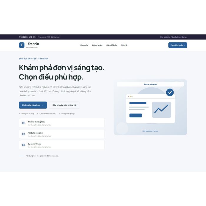 Ảnh chụp Giao diện HTML đơn vị sáng tạo — Trưng bày | WZ-444