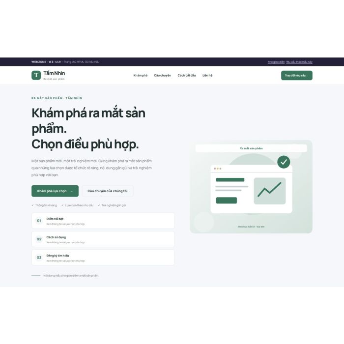 Ảnh chụp Giao diện HTML ra mắt sản phẩm — Trưng bày | WZ-449